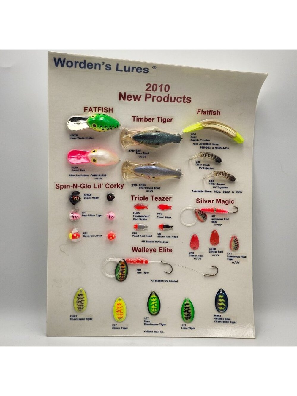 Yakima Baits Wordens Lures 2010 New Products Display Board Fishing Tackle